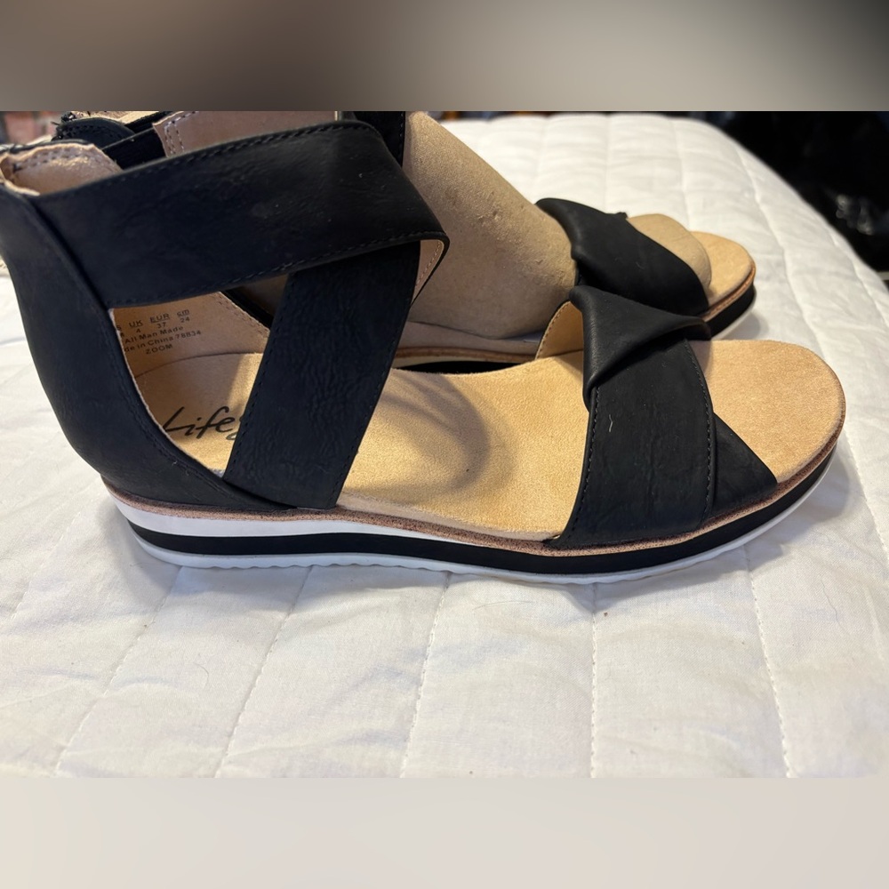 Lifestride Velocity 2.0 Womens sz 7 Black Ankle‎ Strap Zip Up Sandals - Picture 7 of 10